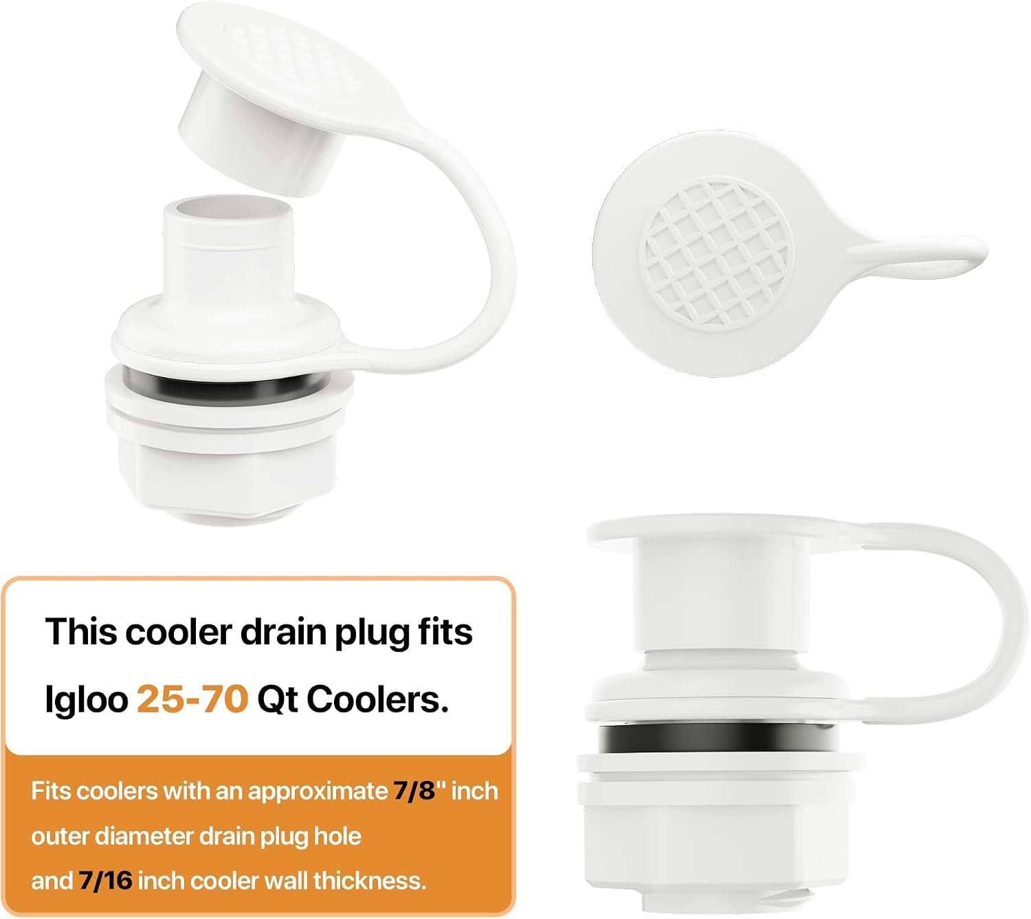 Cooler Drain Plug Replacement for Cooler, Cooler Triple Snap Drain Plug for Igloo Ice Chest, Cooler Replacement Parts Drain Plug