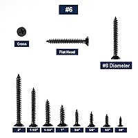 Vista 3 de Tornillos para madera # 6 x 3/8 pulgadas, 100 unidades, 18-8 (304), tornillos de acero inoxidable Phillips de cabeza plana, tornillos autorroscantes