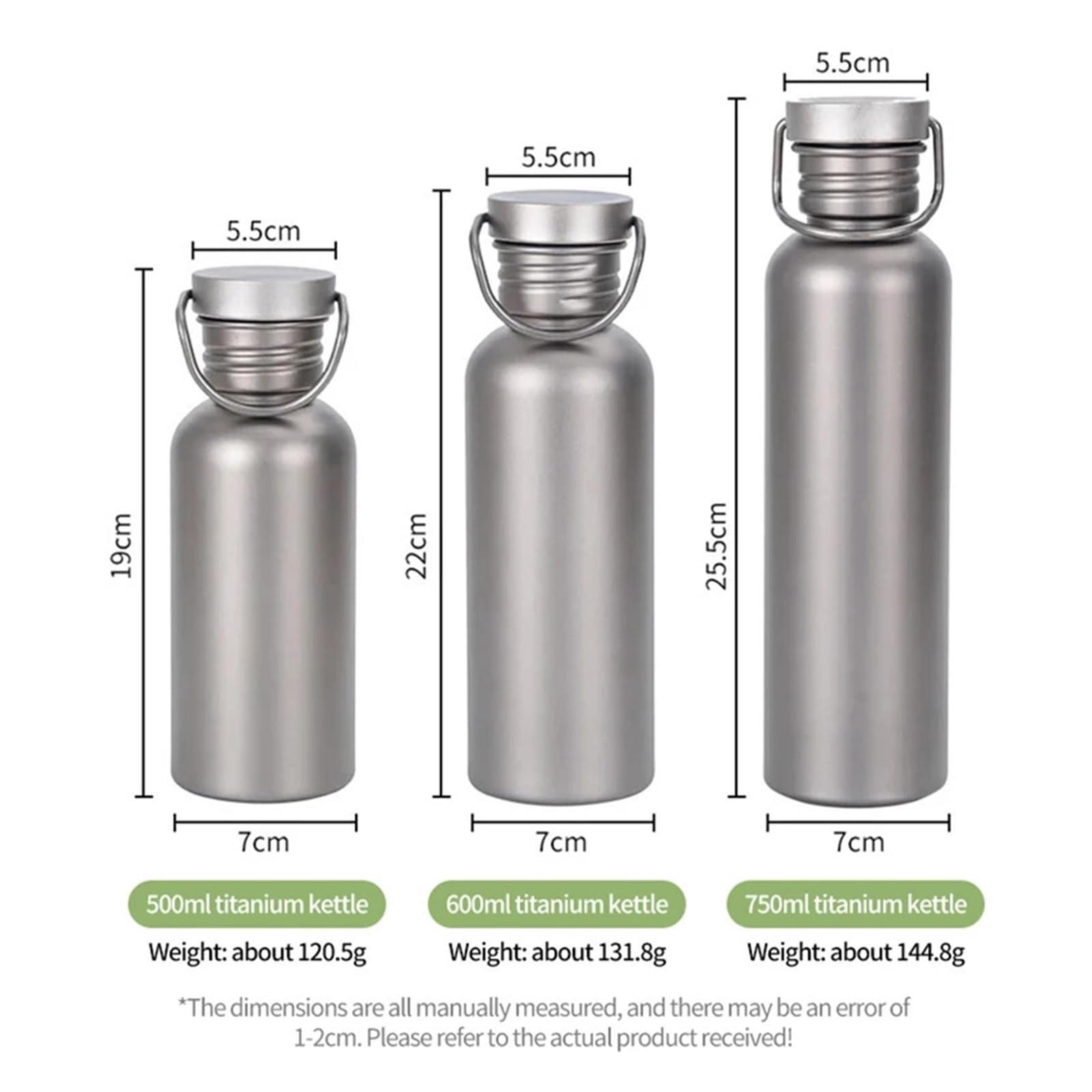 Bouteille d'eau en titane de 600 ml et 750 ml - Fournitures de camping - Tourisme - Sports - Cyclisme - Randonnée - Camping - Bouteille d'eau (600 ml)