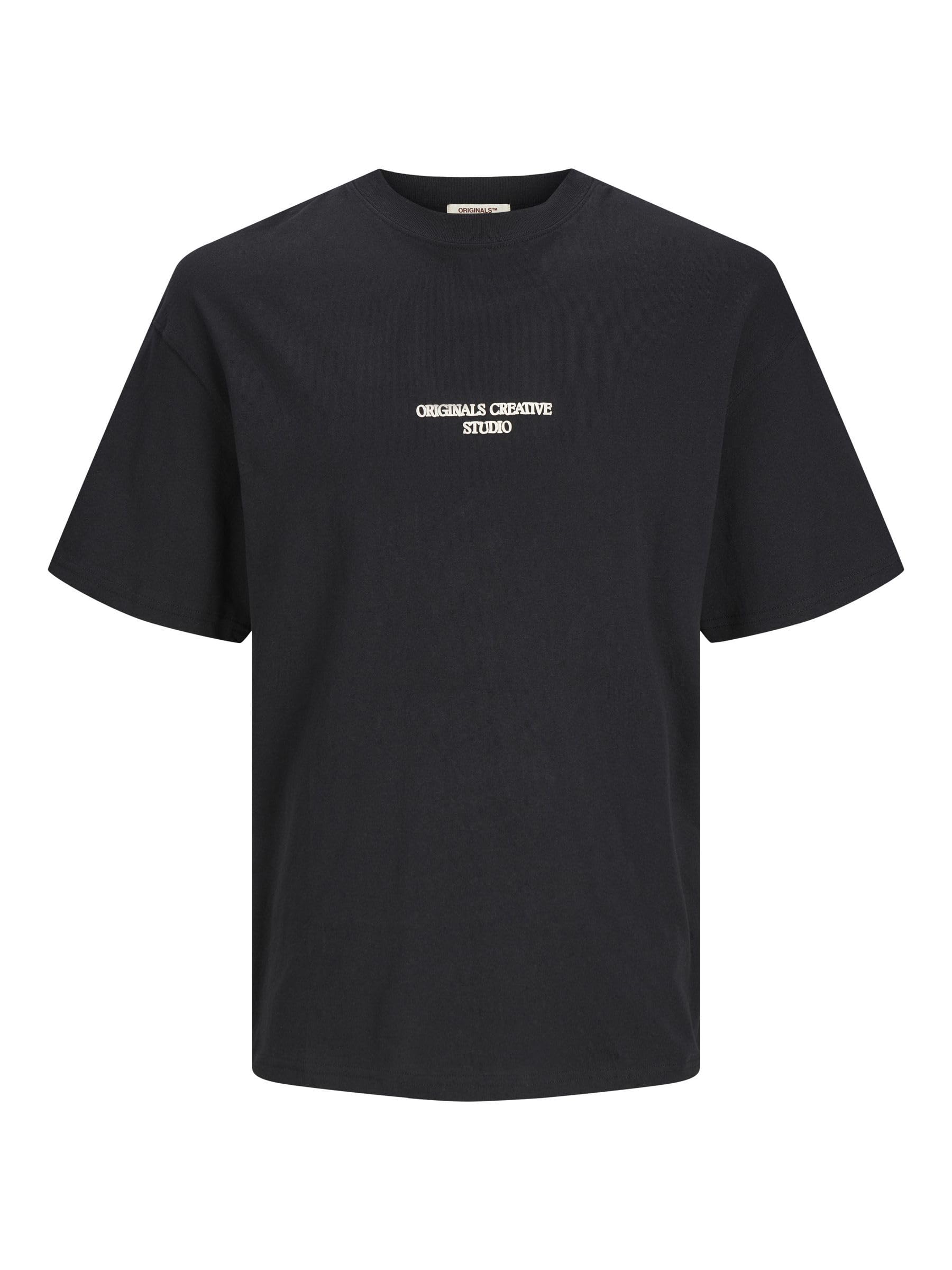 JACK&JONES JORNOTO Graphic Back Tee SS Crew Neck LN, Black, M