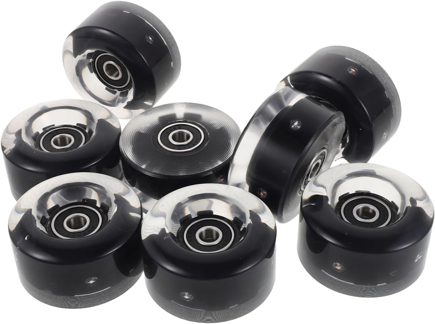 GLEAVI 8pcs Light up Roller Skate Wheels with Bearings and Wrench LED Quad Skate Replacement Wheels for Outdoor and Indoor Use and Adults