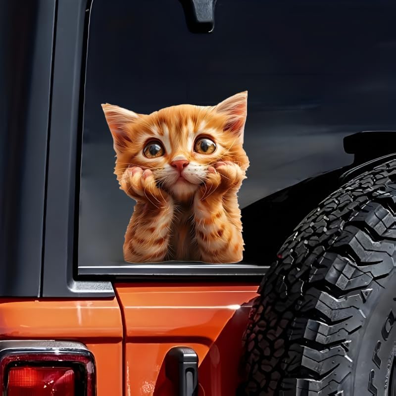5.5 Inch 2-Pack Cat Sticker, Durable Vinyl Car Stickers & Car Decals, Waterproof Bumper Stickers and Decals for Vehicles for Cars, Laptops, Walls - Image 2