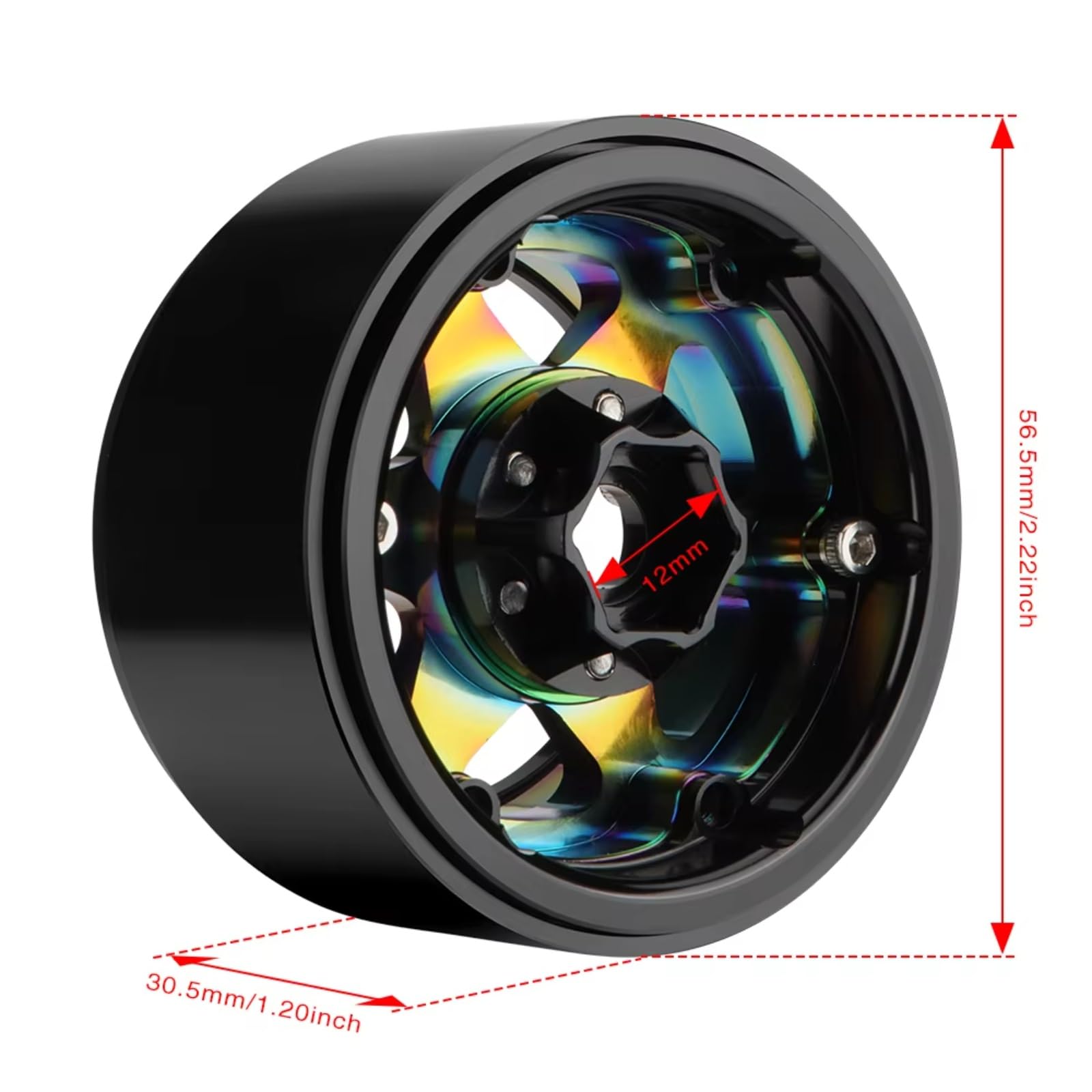 RC Ruote Gomma Per SCX10 Per TRX4 Per TRX6 Per Redcat Gen7 Gen8 D90 VS4-10 Cerchione Beadlock Rainbow 1.9" Offset - Cerchione In Alluminio Deep Dish Da 10 Mm(B)