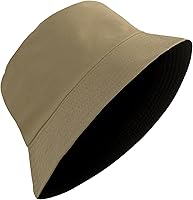 Vista 17 de PFFY Bucket Hat for Women Men Cotton Summer Sun Beach Fishing Cap Negro/Rojo (reversible)