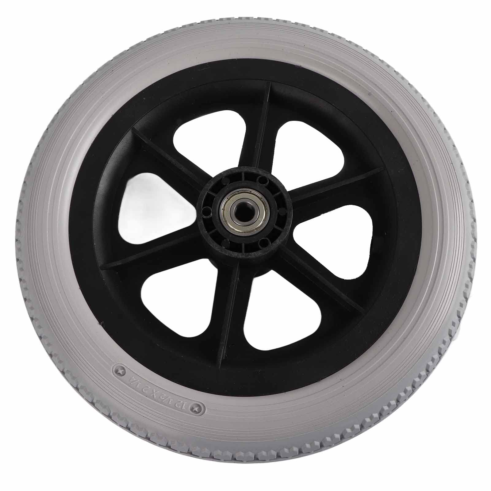 Wheelchair Wheels, Rueda para Silla de Ruedas 12in Poliuretano Antideslizante Infarctate Rueda Trasera Neumático Sólido para Reemplazo(Rueda Trasera Silla de Ruedas 12 Pulgadas - Rueda Gris)