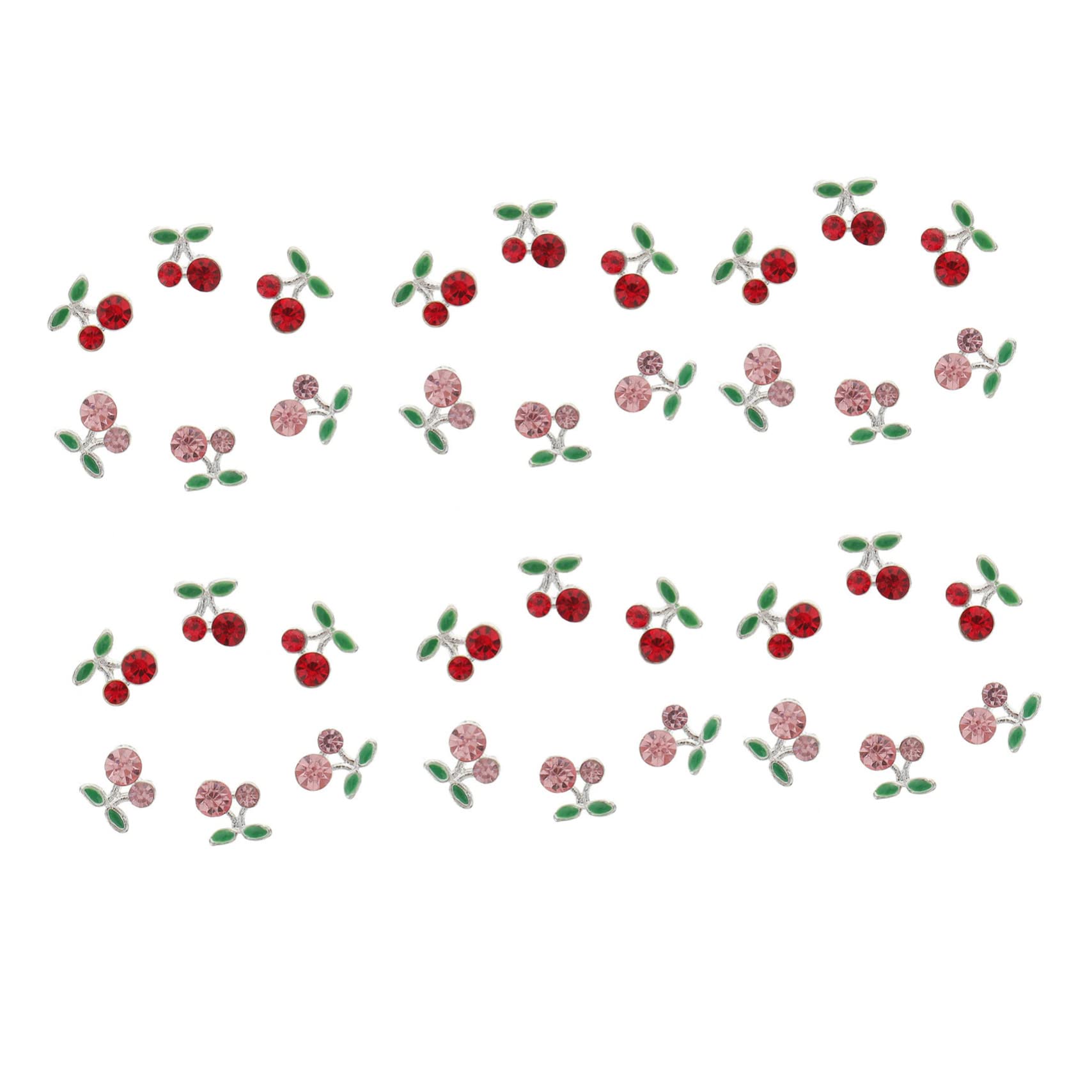 WOFASHPURET 3D Cherry Nail Art Charms 36 Pcs Nail Studs Pink Gems Creative DIY Manicure Accessories
