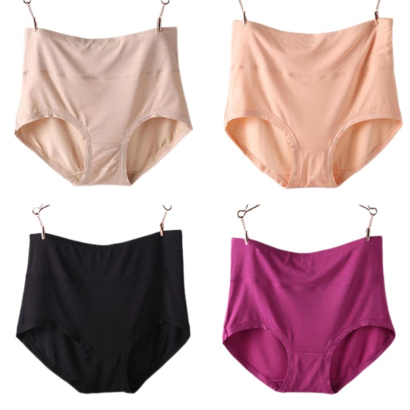 Majtki z wysokim stanem 4 szt./partia wysoka talia plus size majtki dla kobiet wiskoza bezszwowa bielizna-3, XL 75-85 kg