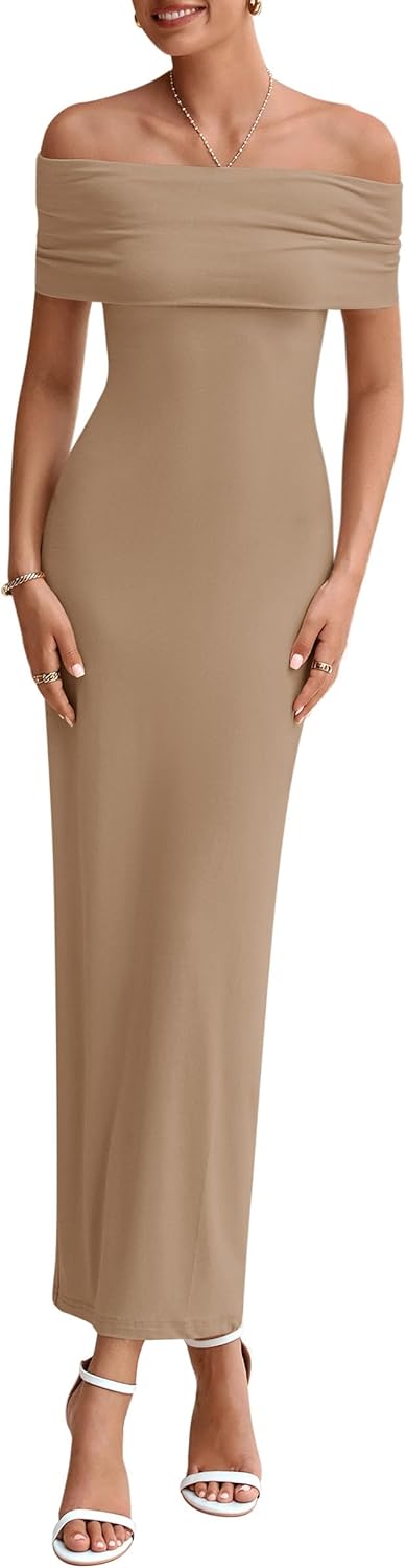 PRETTYGARDEN Women's Off The Shoulder Maxi Dresses 2025 Summer Formal Elegant Cocktail Party Wedding Guest Long Dress - Image 7