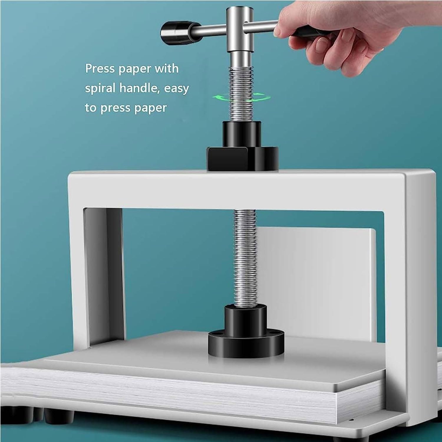 Pressa Manuale per Carta A4, Spianatrice di Carta da 140 Mm, Pressione di 1500 kg Rilegatrice in Acciaio Inossidabile, Spianatrice di Carta Rotativa per Carichi Pesanti per Giornali, Libri