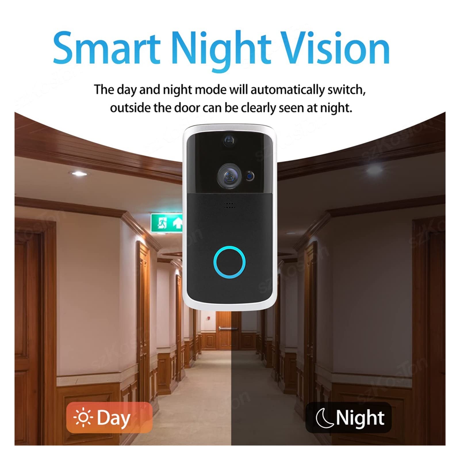Videocitofono Wifi, Tuya Smart Video Campanello Videocamera Citofono Campanello for porta senza fili for esterni Movimento for la protezione della sicurezza residenziale per la sicurezza domestica(Noi