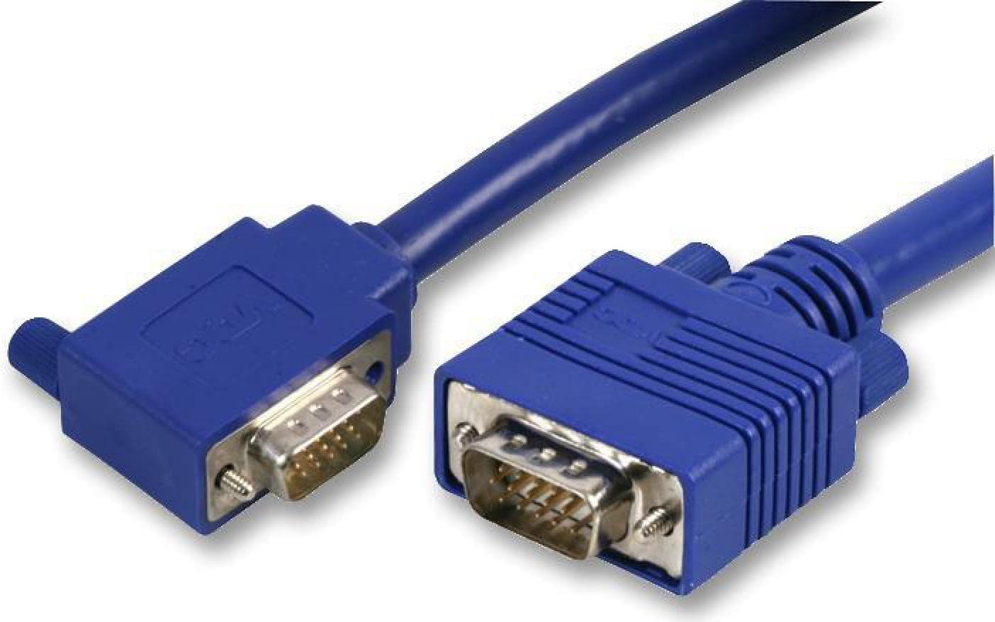 VDC - 90 Degree 15 Pin VGA (D Sub) Male to Male Monitor Lead, 3m Blue