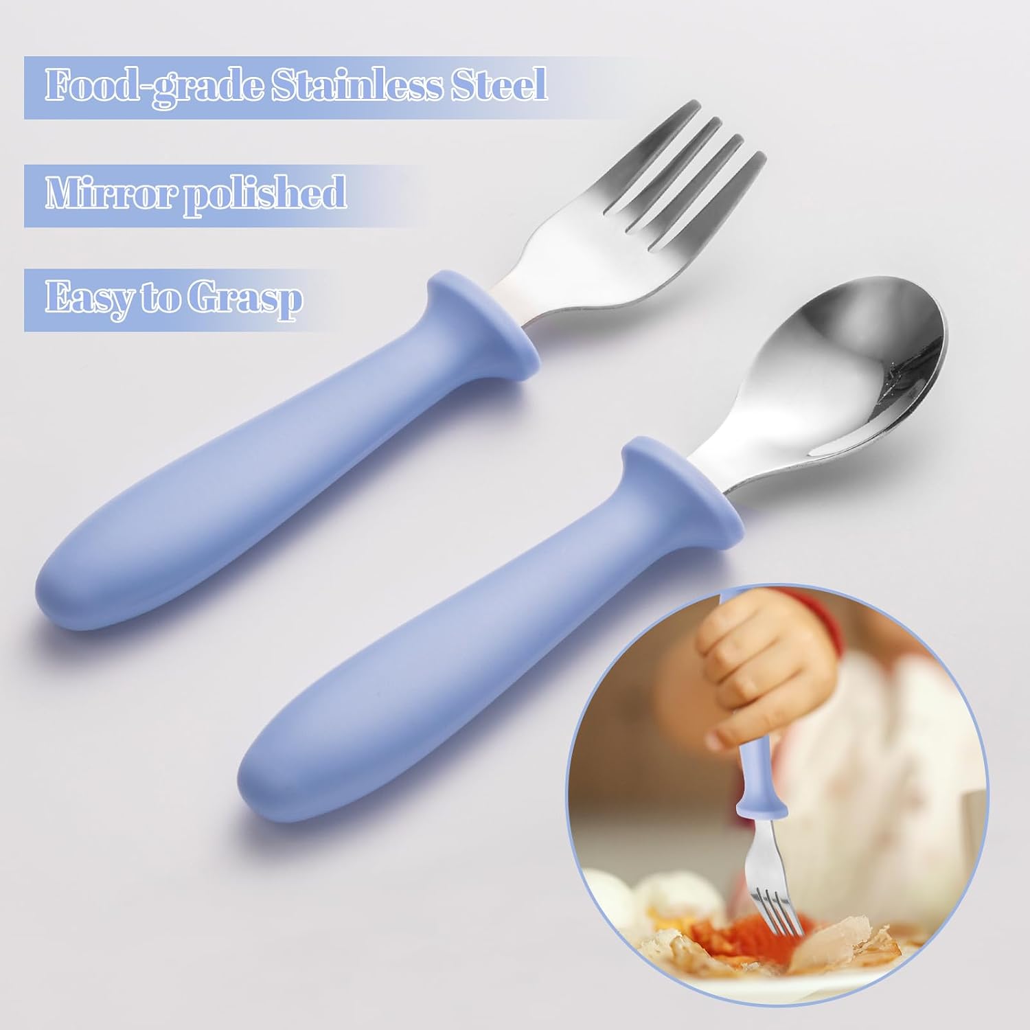 Kids Stainless Steel Utensils,Toddler Utensils,Toddler Forks and Spoons with Storage Box,Dishwasher Safe for School Lunch, Travel & Outdoors