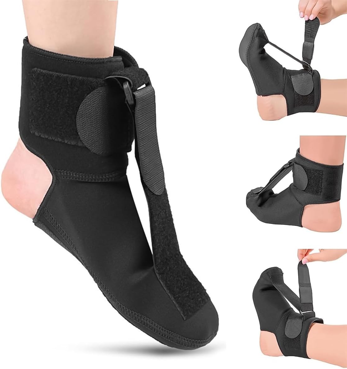 HANNEA® 1PC Ankle-foot Orthosis, Foot Drop Splint Adjustable Ankle-foot Orthosis Wearable Night Splint for Improve Foot Drop Gentle Foot Support for Pain Relief and Healing, Size M