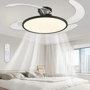 AHAWILL 48 Inch Retractable Ceiling Fan with Light and Remote, Black