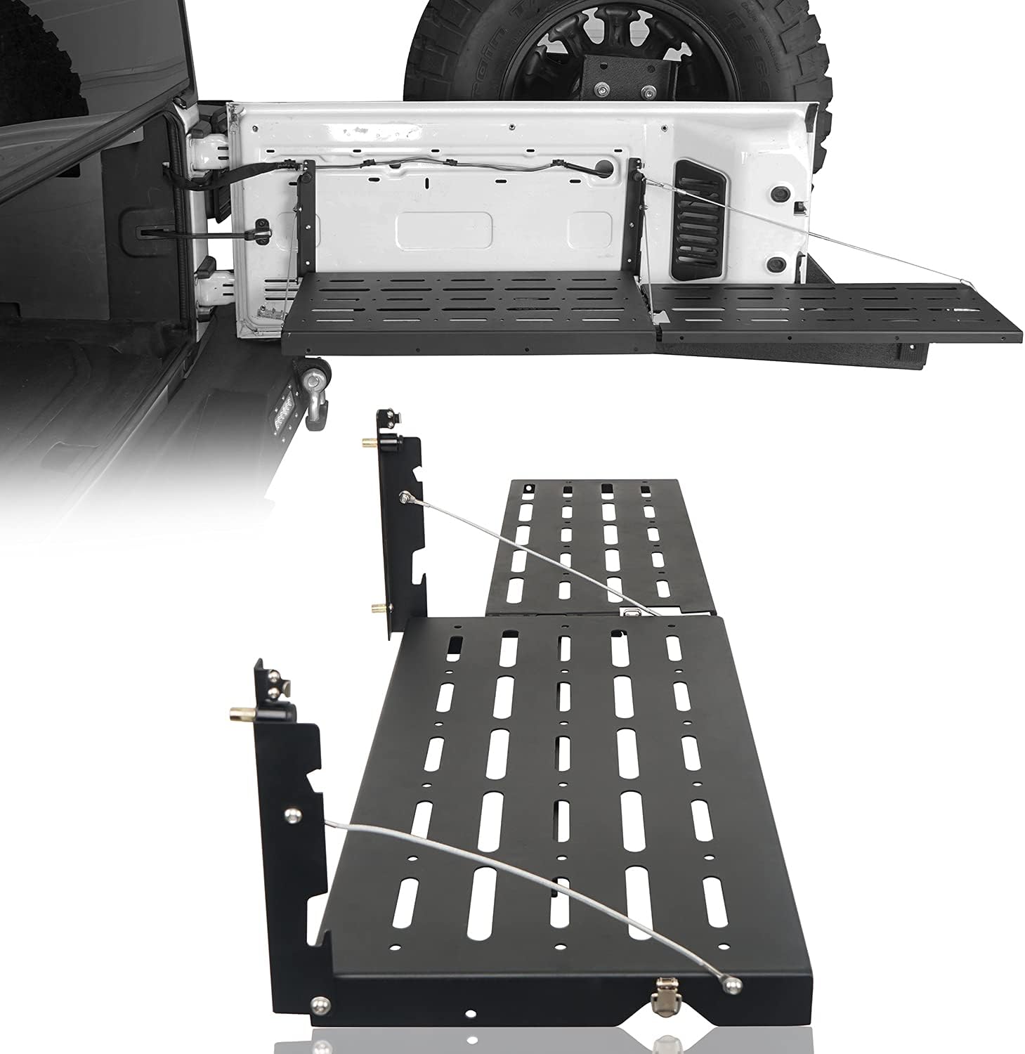 Wrangler JK Tailgate Table Camping Cargo Shelf Storage Rack Compatible with Jeep Wrangler JK 07-18 (Upgrade Extended Version)