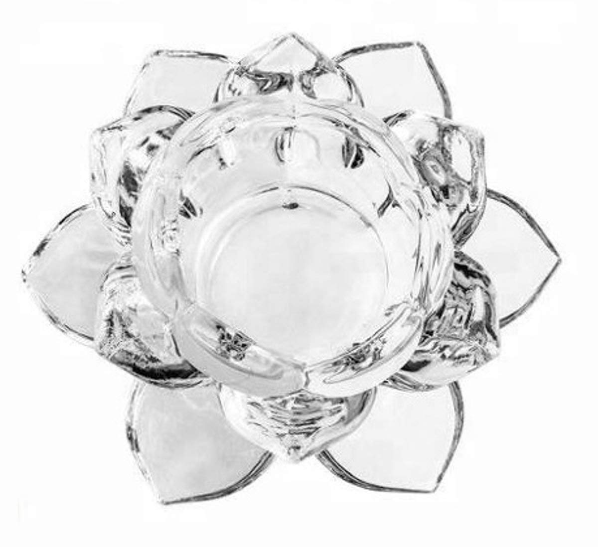 Vilon Italian Premium Exquisite Glass Lotus Flower Tea Light Candle Holder, Perfect for Lighting Decoration, Corporate Gifts,Home Decor and Festival Like Diwali, Christmas or Eid Set of (6)