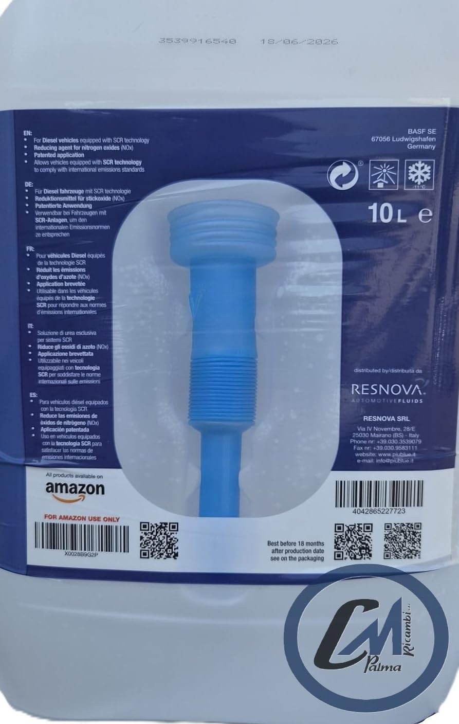 ADBLUE BASF 2 X 10lt Additivo Urea Euro 4,5,6 Tecnologia SCR con Beccuccio Flex (20 lt)
