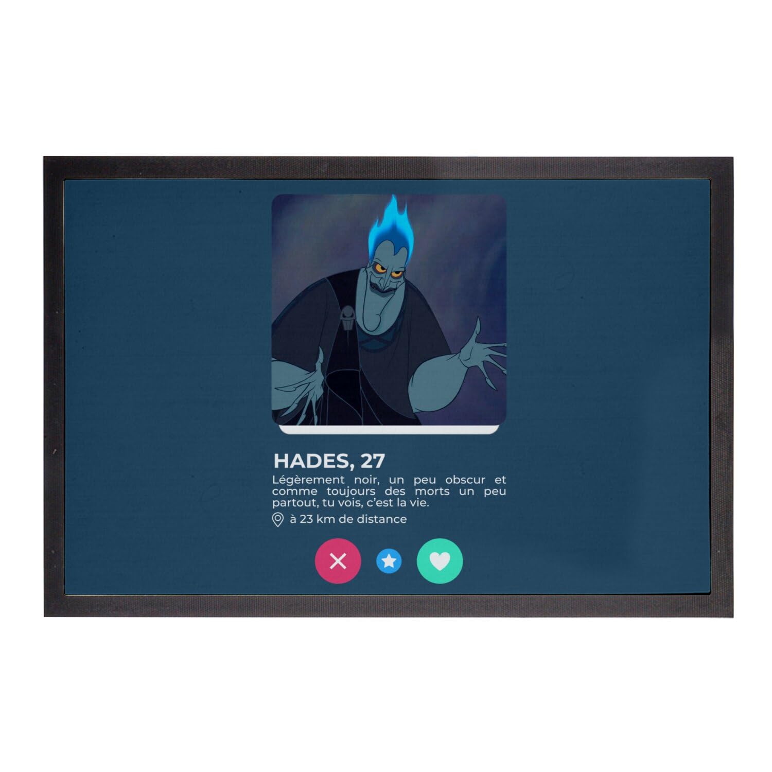 Paillasson bleu original Hades, tapis d'entrée humour réseaux