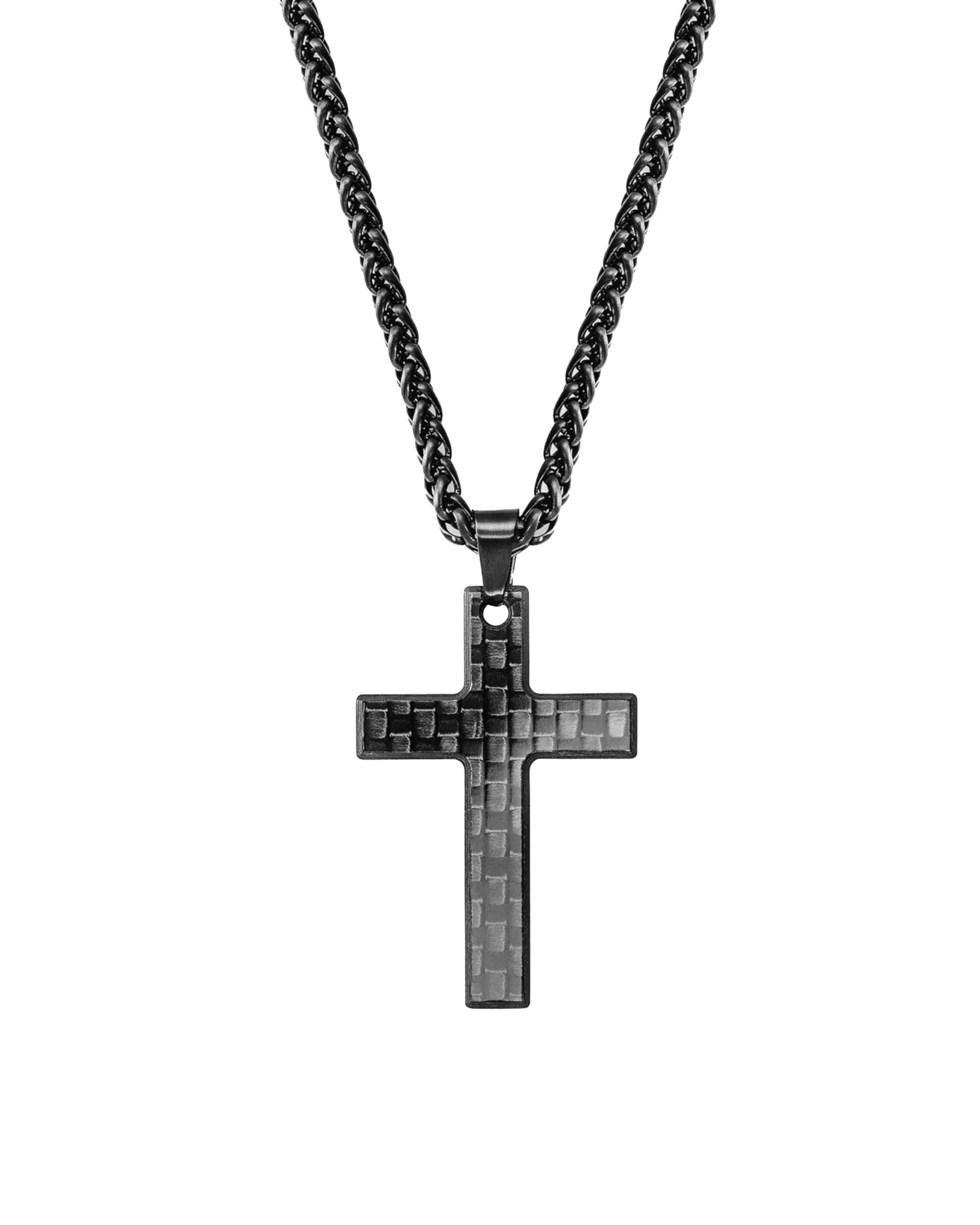 Vaith Chain Kreuzkette für Damen und Herren Halskette mit Kreuz Anhänger aus Carbon und Edelstahl