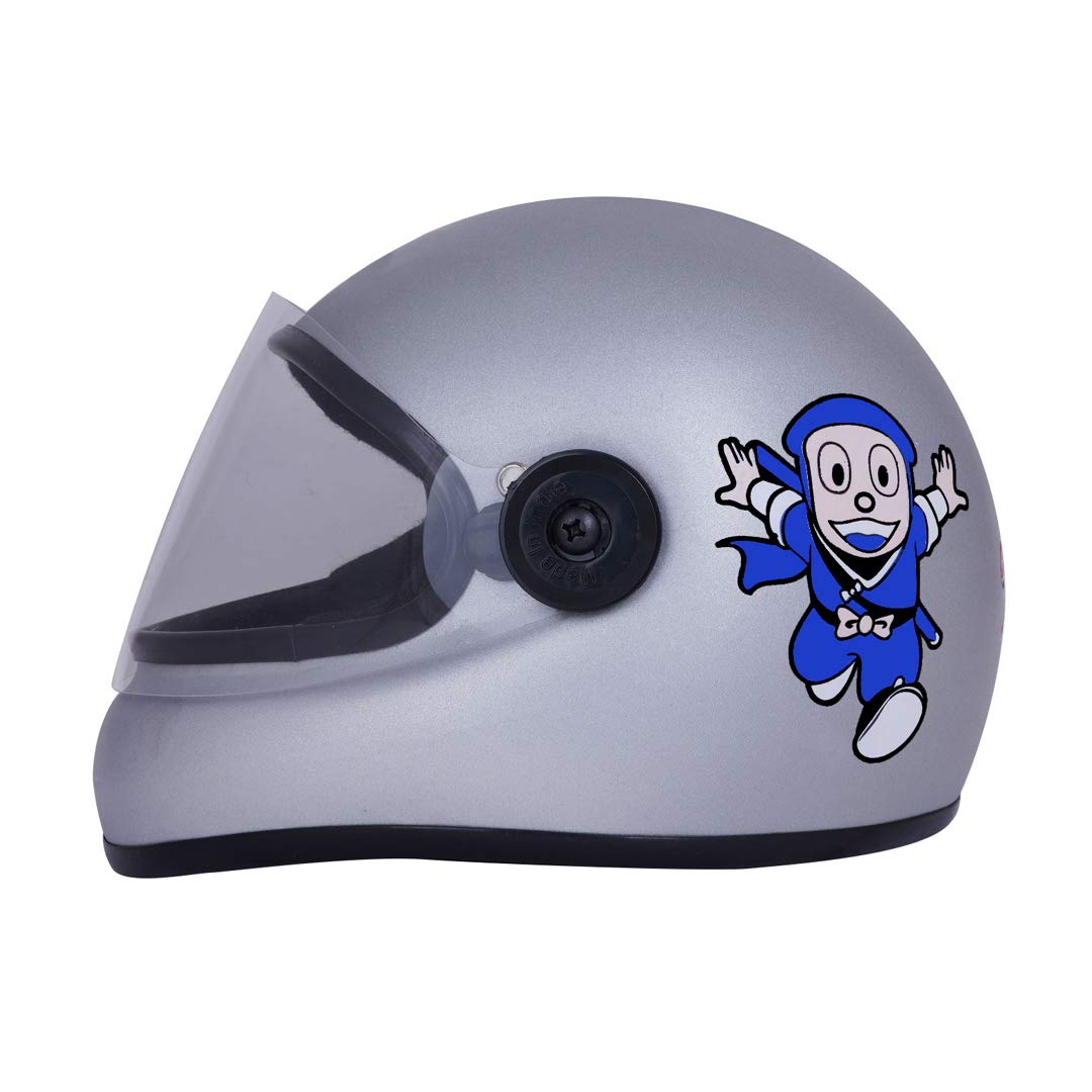 Sage Square Adjustable Cartoon Design Full Face Helmet for Kids Baby Safety and Comfort (3-12 Years) (Silver Matte)-image-23