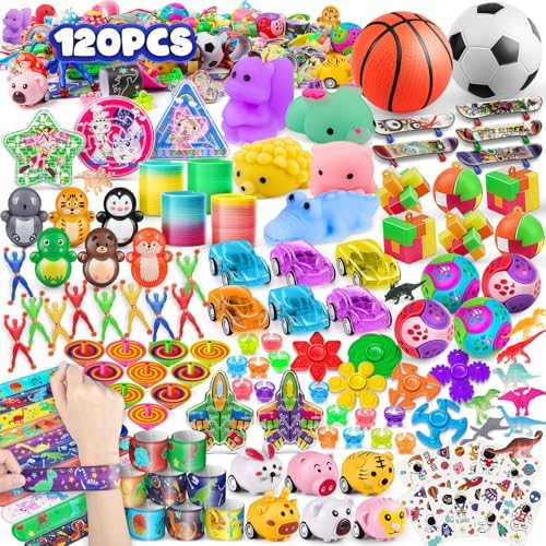 Amy & Benton 120PCS Mitgebsel Kindergeburtstag,Give Aways Kindergeburtstag | Gastgeschenke für Jungen und Mädchen, 18 Verschiedene Typen Mitgebsel für Geburtstagstüten Kinder