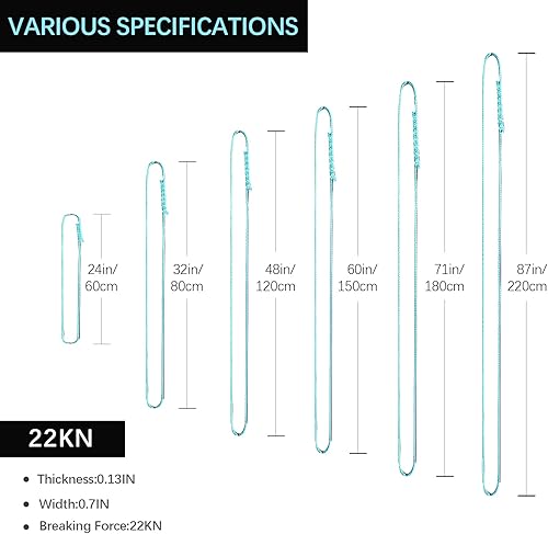 Miniatura 4 de Cabestrillo de escalada UIAA CE certificado 0.630 in nailon Sling 22KN(4840 lb) Cabestrillo de escalada 24-87 pulgadas (23.6-86.6 in),