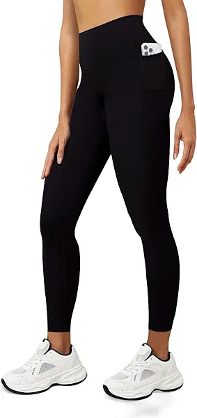 DLOODA Yoga Leggings for Women with Pockets High Waisted Tummy Control Yoga Pants Soft Buttery Workout Leggings Gym Black