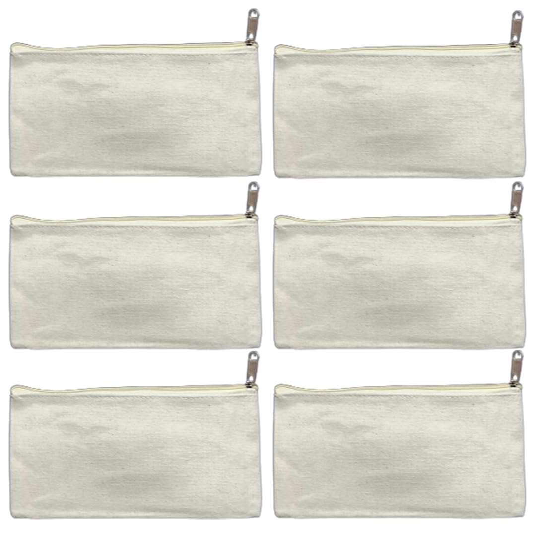 Maru Ecobags Canvas Zipper Pouch Set of 6 – 9.5x5 inch,Natural Cotton Bags for DIY, Painting, Makeup, Art Supplies, Travel, Crafts – Eco-Friendly Reusable Pouches – Natural Beige-image-16