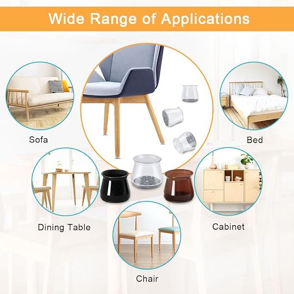 32 Pcs Chair Leg Floor Protectors - Silicone Felt Pads, Scratch-Proof & Noise-Free, Easy Smooth Moving, Large Size (Fits Round Chair Legs: 1-5/16" to 2" Diameter) - 5