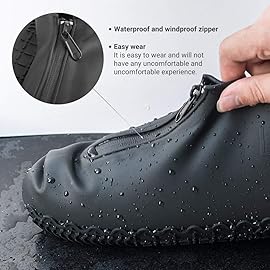 ydfagak Shoe Covers Waterproof Reusable Foldable Not-Slip Rain Shoe Covers with Zipper,Shoe Protectors Overshoes Rain Galoshes for Kids Men and Wome (Blue, L (Women 8-12, Men 7-11))