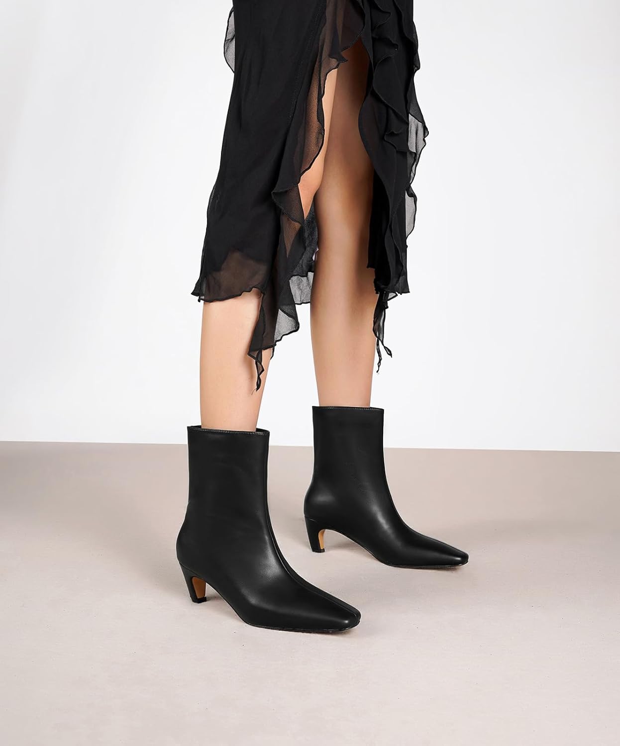 Beauty Cry Women's Booties Kitten Low Heel Square Toe Ankle Boots