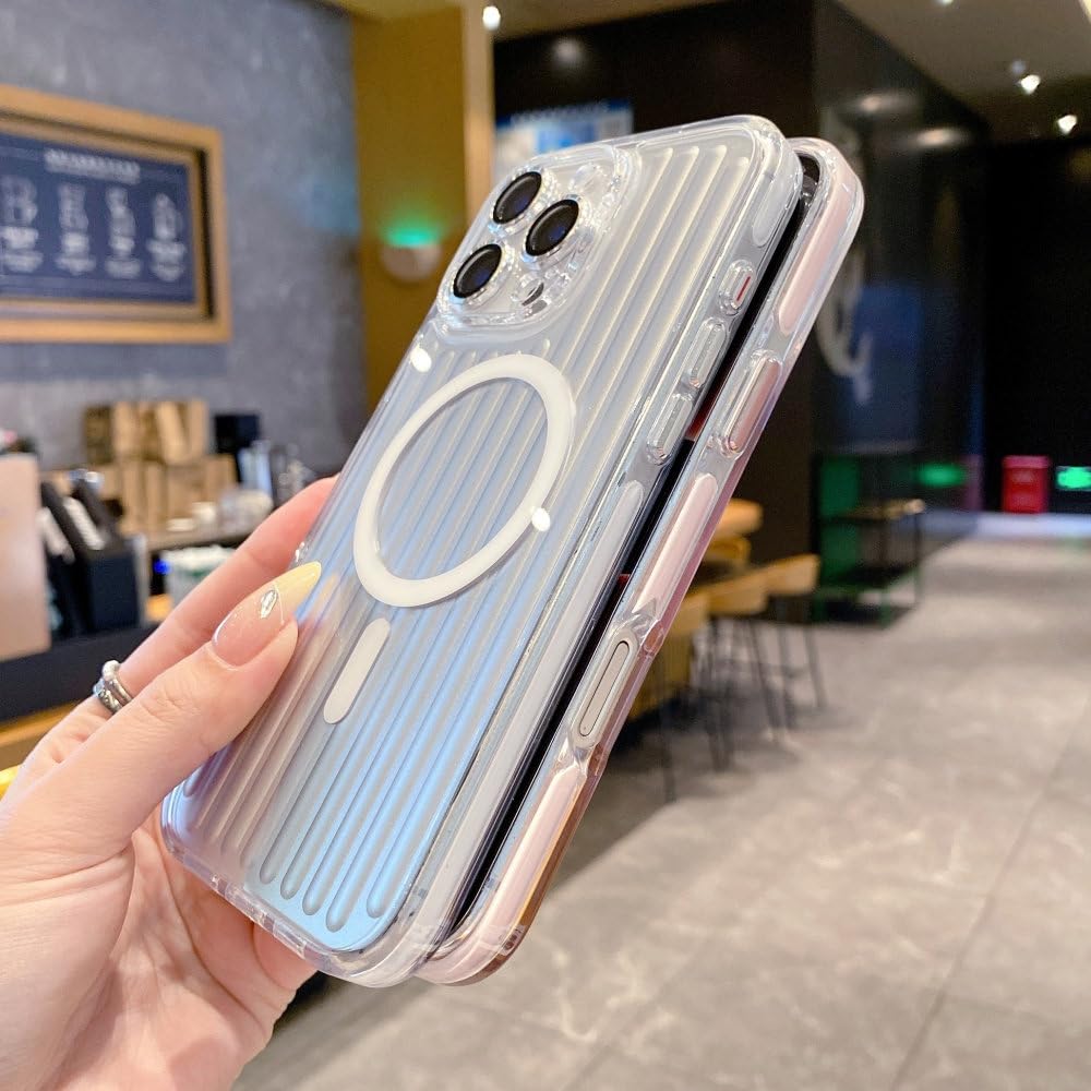 Etui magnetyczne z 3D paskiem do iPhone'a 14, 15, 16 Pro Max, z ładowaniem bezprzewodowym i wstrząsoodpornym zderzakiem, szare, do iPhone'a 15 Pro Max