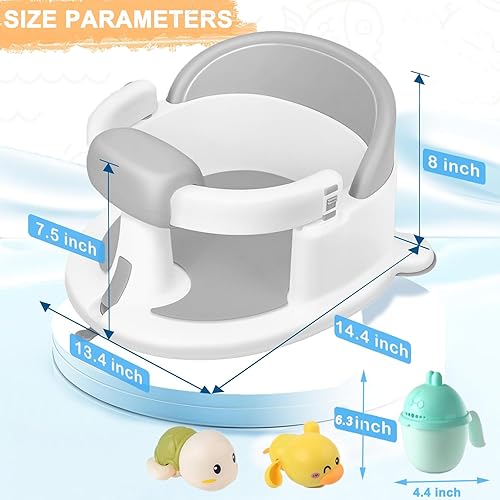 Miniatura 3 de Asiento de baño para bebés de 6 meses en adelante, asientos de baño para bebés sentados, silla de baño antideslizante con ventosas y cojín suave