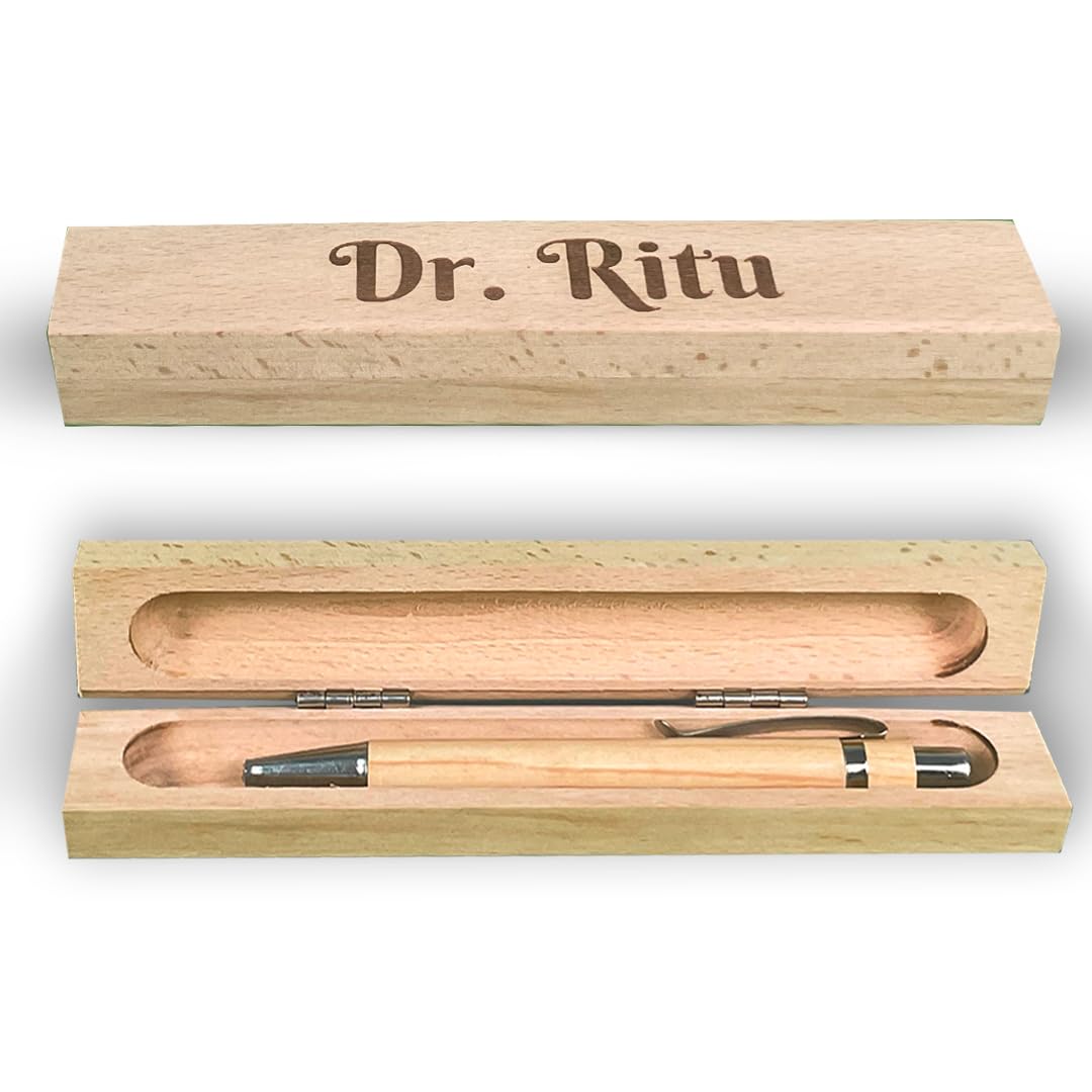 Elegant Customized Wooden Pen for Gift for Men - Luxury Wooden Pen with Name Engraved in Wooden Box - Ideal Gift for Students, Children, and Pen Enthusiasts