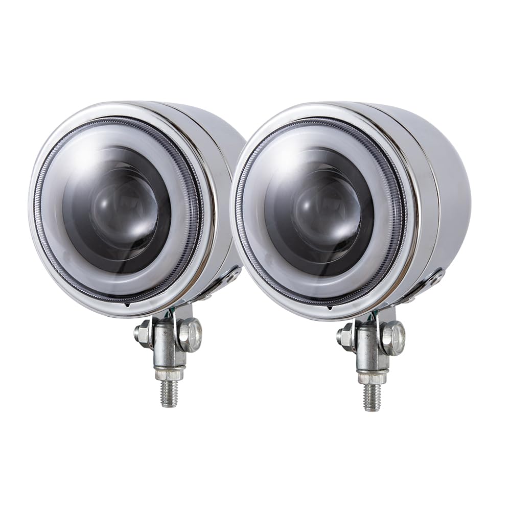 Faros Auxiliares de Moto LED Faro Motos Dobles Faros Antiniebla Moto Compatible Bobber Street Cafe Racer (chrome)
