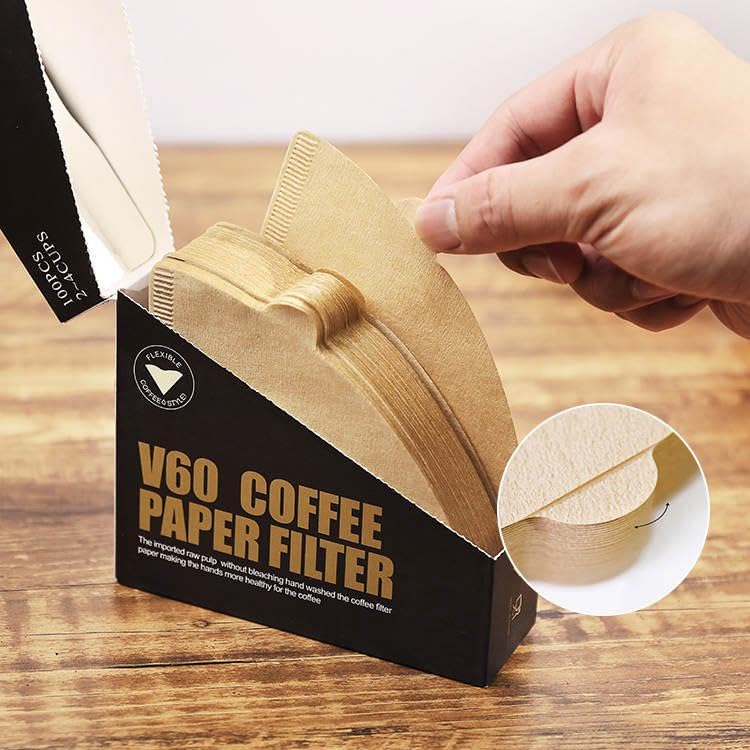 Paper coffee filter, V Shape coffee filter paper, Unbleached Disposable Portable Cone (For 2-4 Persons), 100 Pieces V60 Cone Coffee, coffee machine