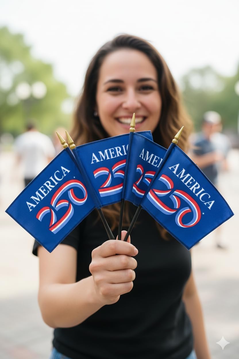 America250 Official Set of 4 Handheld Flags, Navy