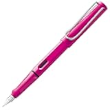 LAMY safari pink - Fountain Pen with ergonomic grip & polished steel nib in size F - ideal for any Writing & Calligraphy - including LAMY T 10 blue cartridge - Right-Handed