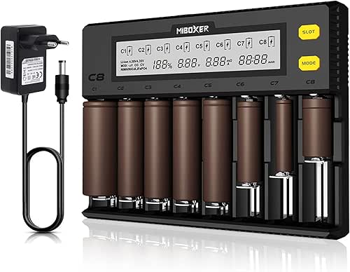 Universal Battery Charger, AUKSKY 18650 Battery Charger with LCD Display