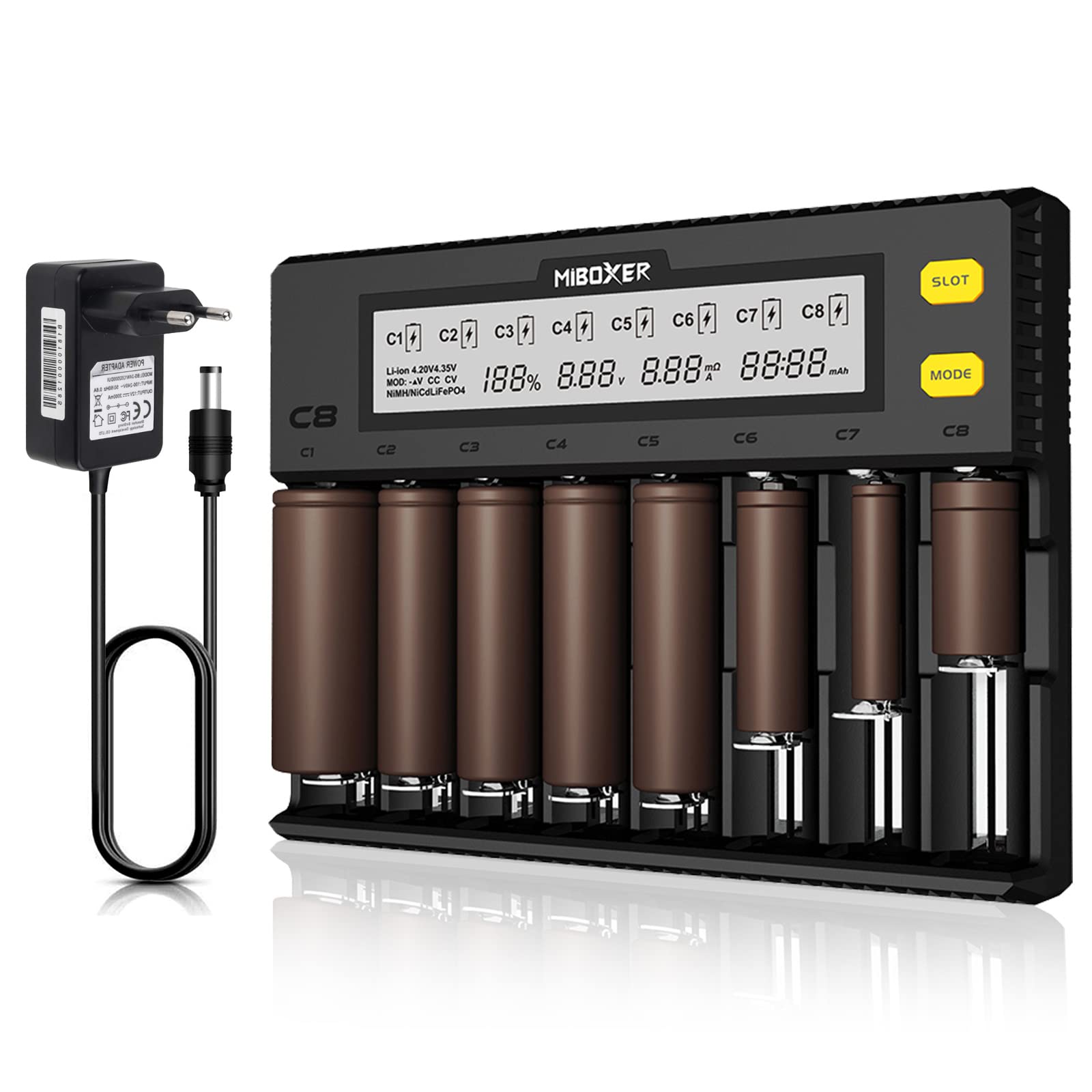Caricabatterie Universale 12 Slot Con Display LCD Per Batterie 18650, 26650, 21700, AA, AAA E Altre – Ricarica Rapida E Indipendente Per Ogni Canale