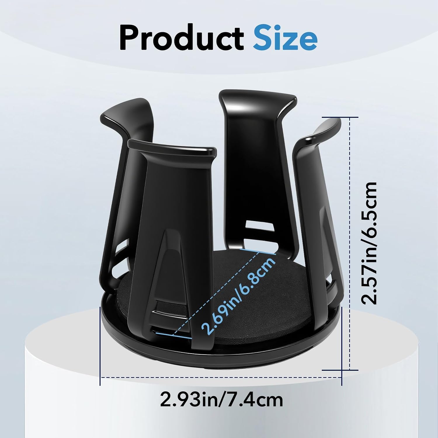 4PCS Car Cup Holder Insert, Self-Adhesive Expanding Cup Holder Inserts for Car, Automotive Black Cup Holder Adapter with Clamp Arms for Fixing Water Bottles and Drinks