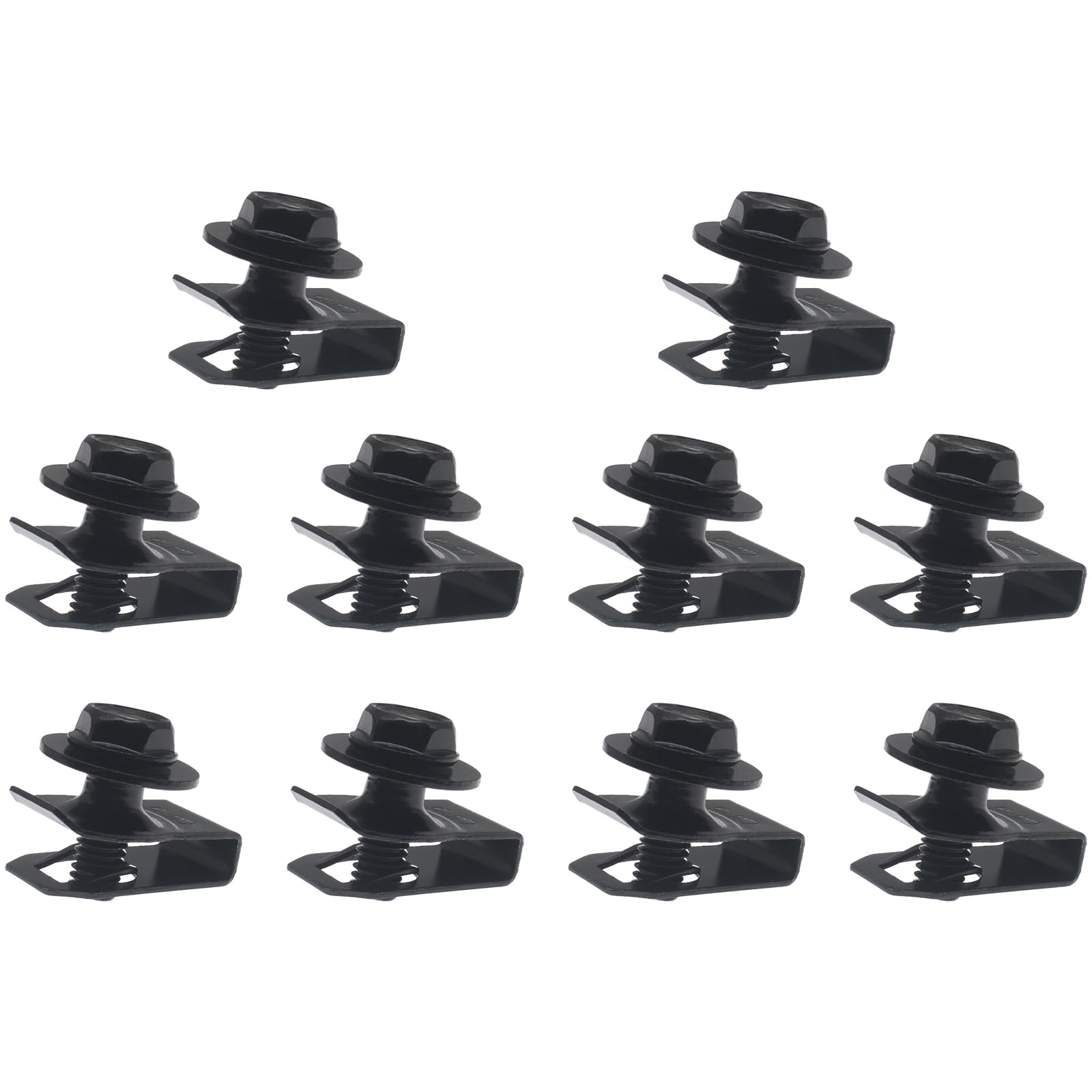 HAJXZH 10 Set Bolts with Body Clips Kit Metal Body Bolts Screws and Extruded U Shaped Clips Black Cars Fastening Accessories for Most Cars