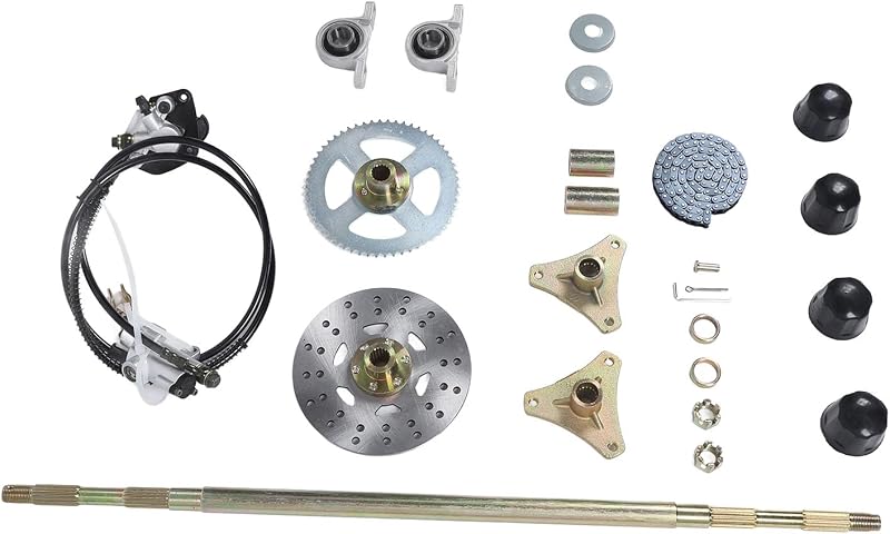 Brandev 29 Inch Go Kart Hátsó Tengely Szett, Féktárcsával és Lánckerékkel