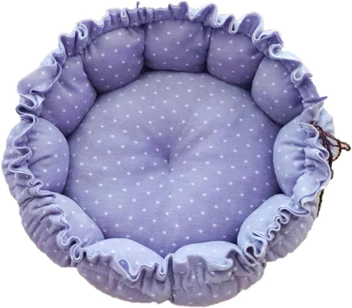 Pet Nest Creative Soft Warm Pet Bed Nest Dual-Use Adjustable Drawstring Pet Nest Bed Pet Cushion Cats Puppies Pet Suplies Washable Small Pet Bed(Starry Blue,L Diameter 70cm)