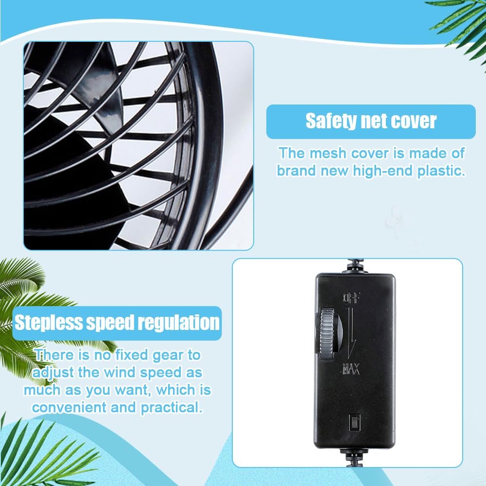 Ventilatore Per Auto, Ventilatori Con Ventosa, 12 V Ventilatore Da Tavolo Portatile, Regolazione Continua Della Velocità Della Ventola, Per Cruscotti E Parabrezza Di Auto, Silenzioso