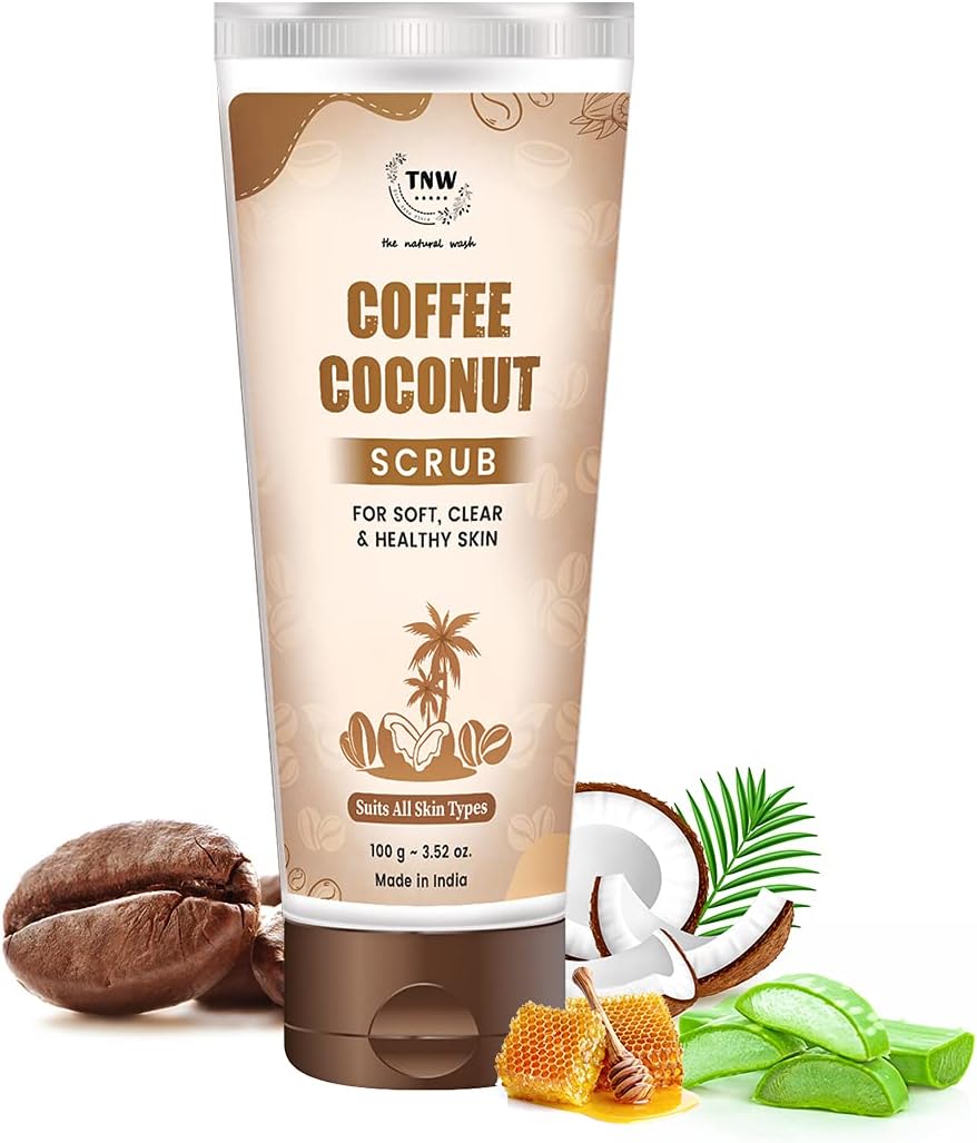 TNW-The Natural Wash Exfoliate Coffee Coconut Scrub For Face & Body, De Tan Removal, Blackhead Remover, Remove Dirt & Dead Skin From Neck, Knees, Elbows & Arms | Suitable for All Skin Types 100g