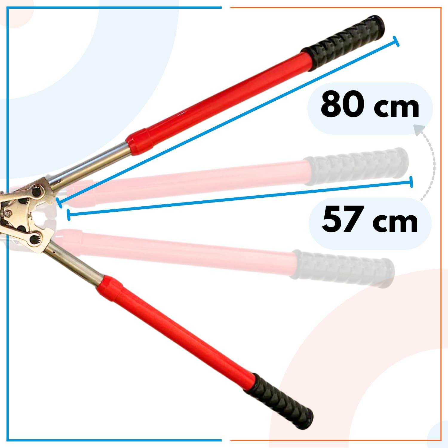 Rimex Szczypce zaciskowe w kształcie litery U, 60 kN, do PEX-AL-PEX & PERT-AL-PERT, U16, U20, U25, U32, uchwyty teleskopowe, obrót o 360°, z koffem
