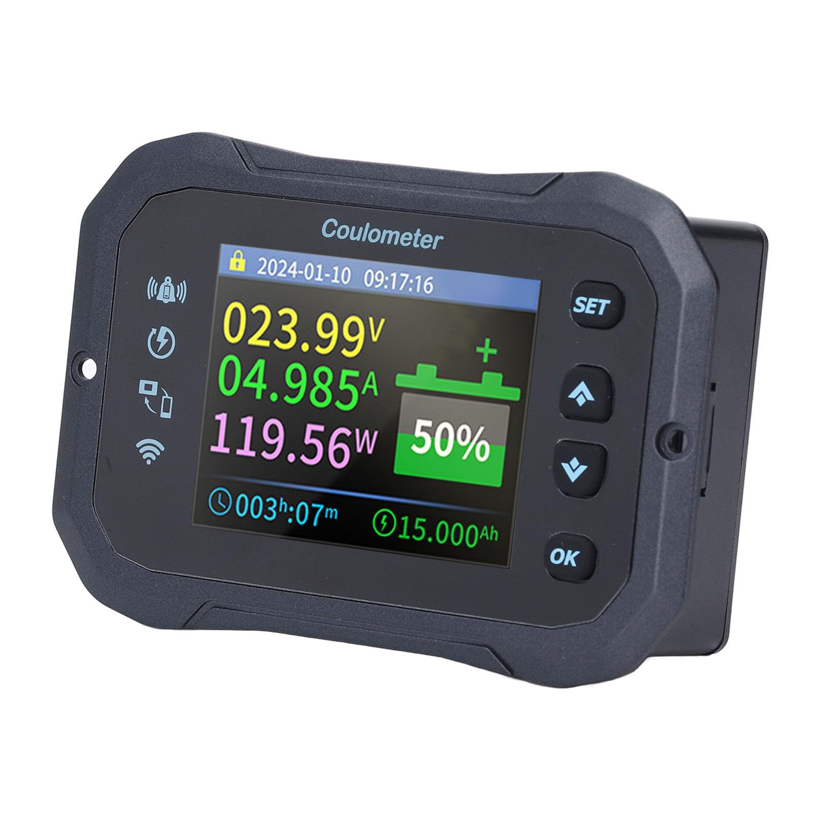 Greensen Monitor Baterii WiFi, 10-100V 0-50A, Zdalne Monitorowanie Przez aplikację z Bocznikiem dla Baterii VRLA Li Ion