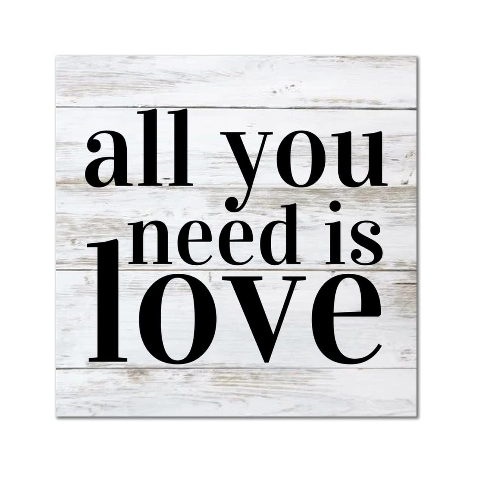 Plaque murale en bois All You Need is Love decoration salon 30x30 cm