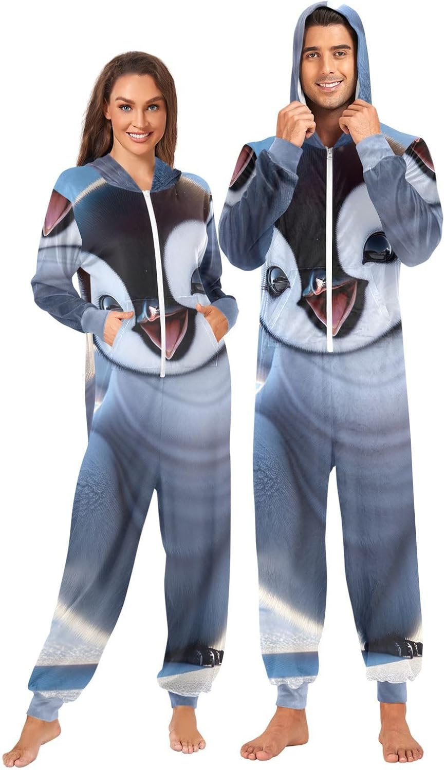 GAIREG Cute Penguin One-Piece Costumes Sleepwear, Soft Onesie Pjs for Men's Women's
